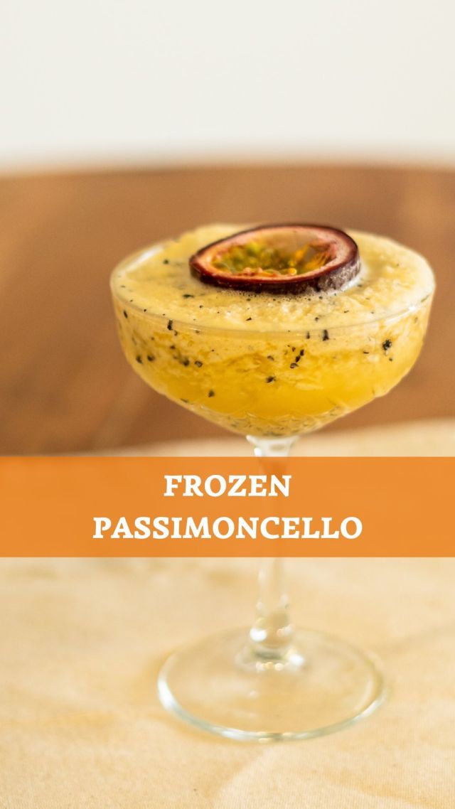 Cool off with this Frozen Passimoncello cocktail!🍹❄️

Ingredients: 
30 ml vanilla vodka 
60 ml Passimoncello 
1 passion fruit 
1/2 lime juice 
30 ml passionfruit juice 

#frozencocktail #passimoncello #refreshing #frozen